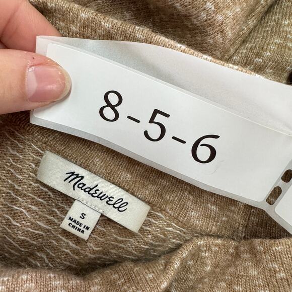 Madewell Sweater Womens Small Brown Tan Cinemathque Chevron Mock Neck Wool Blend - Picture 6 of 9